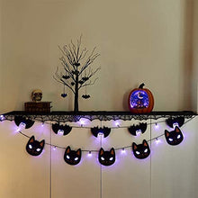 Load image into Gallery viewer, Eambrite Halloween Lights Halloween Fairy Lights Banners Black Cat and Black Bat Battery Operated Halloween Indoor Decorations LEDs String Lights with Timer (5FT, Pack of 2)