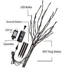 Load image into Gallery viewer, Vanthylit Lighted Twig Willow Branches with Dimmer 30” Brown Branches with 60LT Warm White Light for Home Holiday Christmas Decoration Indoor and Outdoor Use