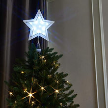 Load image into Gallery viewer, EAMBRITE 27cm Weihnachtsbaumspitze Stern Doppelschicht Christbaumspitzen Silberner Glitzer Weihnachtsstern Künstlich Kaltweiß LED Weihnachtsdeko Netzbetrieben Funkelnde Sternlichter für Weihnachtsbaum