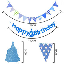 Load image into Gallery viewer, EAMBRITE Blue Happy Birthday Banners boys Birthday Buntings with Battery Fairy Lights Birthday Decorations Kit Party Supplies for Birthday Party Décor