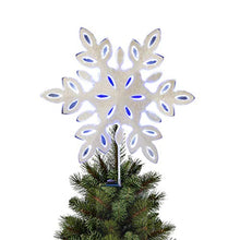 Load image into Gallery viewer, EAMBRITE 10" Hollow Snowflake Christmas Tree Topper with 6 Blue Lights and 12 Cool White Lights for Xmas Tree Decor