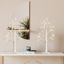Load image into Gallery viewer, EAMBRITE Lighted Birch Tree for Home Decor, Set of 2 Money Tree Indoor, Battery Operated Tabletop Mini Artificial Tree with Lights for Christmas Centerpiece Mantel Summer Decorations (2FT/Warm White)