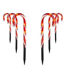 Load image into Gallery viewer, Vanthylit 6PK 35LT Candy Cane Pathway Markers Christmas Lawn Stake Lights Outdoor Decorations