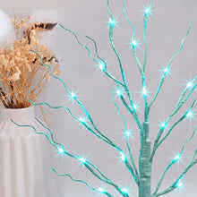 Load image into Gallery viewer, PEIDUO Blue-green Trees Decorations for The Home, 2FT 24LT Tree Light Battery Powered Timer, Lighted Mother's Day Decor, for Home Bedroom Living Room Fireplace Wedding Party Father's Day and Christmas