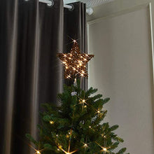 Load image into Gallery viewer, Vanthylit Christmas Tree Topper Pre Lit Tree Star Topper Light up Rattan Natural Star Treetop Mains Powered with 40 Warm White LEDs Xmas Tree Decorations for Christmas New Year Holiday Home decor