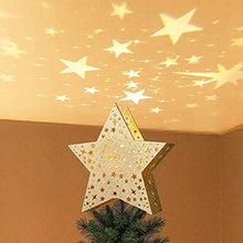 Load image into Gallery viewer, EAMBRITE 23cm Weihnachtsbaumspitze Stern Baum Deckel Hohles Gold Christbaumspitze Mit Rotierendem Magischem Warmweißem Projektor Für Weihnachtsbaum-Dekoration