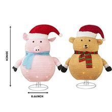 Load image into Gallery viewer, PEIDUO Light up Pink Pig and Brown Bear Suit,30 Inch Height with 100 Warm White Lights, Pre Lit Collapsible Christmas Decorations for Indoor Outdoor Holiday Yard Porch Patio Bedroom Lawn Garden Décor