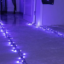 Load image into Gallery viewer, Eambrite Halloween Lights 20m 200 LED Purple Fairy Lights Plug in with Horror Halloween Music Sync Waterproof Outdoor String Lights Decorations for Garden Home Haunted House Décor- Black Cable