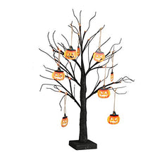 Load image into Gallery viewer, EAMBRITE Small Black Glitter Halloween Tree Light with 24 Orange LEDs Battery Operated Lighted Spooky Pumpkin Display Tree for Party Decoration (60cm/2ft)