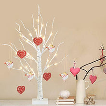 Load image into Gallery viewer, PEIDUO Valentines Day Decor, Lighted Valentine Tree with 8 Hanging Ornaments Battery Powered Timer, Valentines Day Decorations for The Home Indoor Bedroom Wedding Party (2FT Warm White Lights)