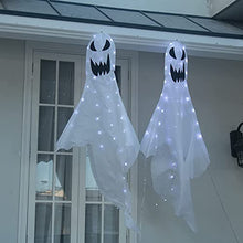 Load image into Gallery viewer, Eambrite Pack of 2 Light up Hanging Ghost Halloween Decorations with Cool White Lights Mains Powered with Waterproof Transformer for Outdoor Indoor Haunted Housed Décor Gift for Kids …