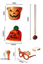 Load image into Gallery viewer, EAMBRITE 7 PCS Kids Halloween Ice bucket Set, Trick & Treat Bucket with Led Halloween Pumpkin Glasses Pumpkin Hat Wristband and Pumpkin Cane, Halloween Play Set for Toddler Boys & Girls