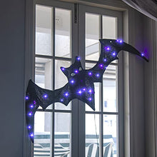Load image into Gallery viewer, EAMBRITE Halloween Hanging Decorations Light up Bat with Purple Lights Mains Powered with Waterproof Transformer for Outdoor Indoor Haunted Housed Décor Gift for Kids (1.2m*0.4m)