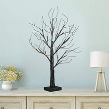 Load image into Gallery viewer, Vanthylit Home Decor, 2FT 24LED Black Spooky Tree Glittered with Orange Lights Battery Powered Tabletop Bonsai Tree Decoration for Indoor and Halloween (Include 8 Pumpkins)