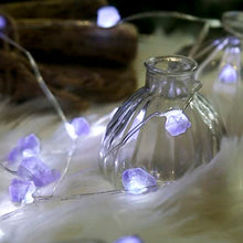 Load image into Gallery viewer, Vanthylit Amethyst LED String Lights 9.4ft 30LED Battery Operated Natural Raw Stones Christmas Decorations Lights for Indoor and Outdoor Decor