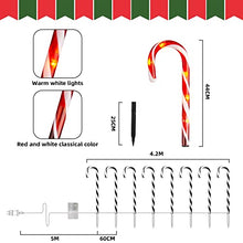 Load image into Gallery viewer, DELICHTER LED 8er Zuckerstangen Lichterketten Rot-Weiß Warm Weiß Lichter mit 8 Modi, Strombetrieben Weihnachtsbeleuchtung Deko für Außen und Innen Garten Weihnachten(44CM)