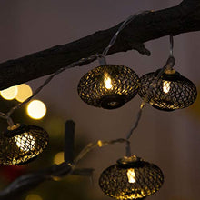 Load image into Gallery viewer, EAMBRITE Metal Black Lantern String Lights 10 LED Warm White Fairy Lights Battery Operated Indoor Decoration for Easter Birthday Wedding Window Desk Mantelpiece Party Kids' Room Bedroom
