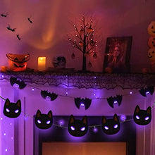 Load image into Gallery viewer, EAMBRITE 2PK Halloween String Lights,30 LED Black Cat Bat Banners Lights,Battery Operated Halloween Decorations Indoor