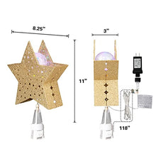 Load image into Gallery viewer, Vanthylit Golden Star Christmas Tree Topper Projector Tree Top Star with Water Ripple Effect LED Projector Christmas Tree Decoration(RGB)