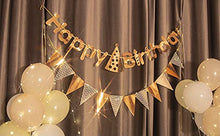 Load image into Gallery viewer, EAMBRITE Rose Gold Happy Birthday Banners Birthday Buntings with 16ft / 50 LEDs Fairy Lights Birthday Decorations Kit Party Supplies for Birthday Party Décor