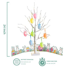 Load image into Gallery viewer, Easter Decorations EAMBRITE 24IN 24LT Easter Tree with 10 Egg Ornaments Timer Battery Operated Tabletop Tree Centerpiece Table Decorations for The Home Spring Party Wedding