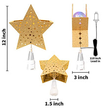 Load image into Gallery viewer, PEIDUO Christmas Clearance 11" Hollow Gold Star Christmas Tree Topper with Rotating Magic Ripple Projector for Crown Xmas Tree Topper Decoration
