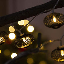Load image into Gallery viewer, EAMBRITE Metal Black Lantern String Lights 10 LED Warm White Fairy Lights Battery Operated Indoor Decoration for Easter Birthday Wedding Window Desk Mantelpiece Party Kids' Room Bedroom