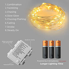 Load image into Gallery viewer, PEIDUO Indoor String Lights 17 FT with 50LT Warm White Lights Battery-Powered String Lights 8 Modes for Bedroom, Christmas, Parties, Wedding, Centerpiece, Decoration