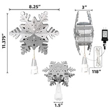 Load image into Gallery viewer, PEIDUO Christmas Clearance 10" Glittering Silver Hollow Snowflake Christmas Tree Top Lights with Rotating Snowflakes Projector Christmas Tree Decoration