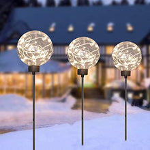 Load image into Gallery viewer, Vanthylit Spring Ball Pathway Lights, Pre-lit 3PK Clear Globe Pathway Markers Lights with Warm White Christmas Lights Outdoor Stake Light Decoration