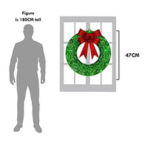 Load image into Gallery viewer, EAMBRITE Light up Christmas Wreath Decorations with 40 Green LEDs Battery Powered Front Door Wreath with Red Bow and Berries Hanging Garland for St Patrick's Day Winter Wall Decor 47cm – Large, Green