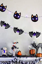 Load image into Gallery viewer, EAMBRITE 2PK Halloween String Lights,30 LED Black Cat Bat Banners Lights,Battery Operated Halloween Decorations Indoor