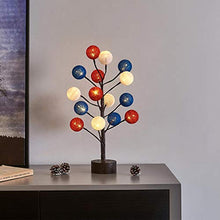 Load image into Gallery viewer, EAMBRITE Pre-Lit Easter Ornaments Tree 18in 15LT Fabric Ball Tabletop Tree Decorative Xmas Home Wedding Party Birthday(Red/Blue/White)