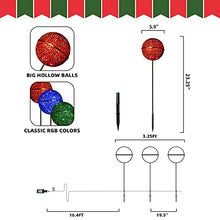 Load image into Gallery viewer, EAMBEITE 3PK Christmas Ball Pathway Lights with 45 LED Bulbs Decoration for Holiday Christmas Stake Lights on Outdoor Patio Yards Driveways Pathways (Red/Green/Blue)