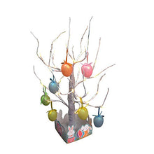 Load image into Gallery viewer, PEIDUO Easter Egg Tree Lighted White Birch Easter Tree Egg Ornament Tree with 10 Easter Egg Lighted Easter Tree with Timer 24LT Warm White Battery Powered, 2FT Egg Tree for Easter Decor
