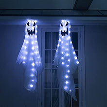 Load image into Gallery viewer, Eambrite Pack of 2 Light up Hanging Ghost Halloween Decorations with Cool White Lights Mains Powered with Waterproof Transformer for Outdoor Indoor Haunted Housed Décor Gift for Kids …