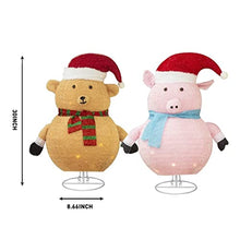 Load image into Gallery viewer, Vanthylit Easter Decorations, Set of 2 30" Fluffy Foldable/Pop Up Bear and Pig with 100LT Warm White LED Plug in Lighted Collapsible Christmas Decorations for Indoor Outdoor Use
