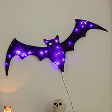 Load image into Gallery viewer, Vanthylit Halloween Decoration, Hanging Bat Glittered with 30LED Purple Lights for Indoor and Outdoor Use Spooky Bat Light for Halloween Party Patio Yard Porch Wall