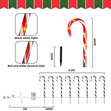 Load image into Gallery viewer, Vanthylit Outdoor Christmas Decoration 8PK Candy Cane Lights with 64 LEDs Pathway Christmas Markers with 8 Modes Plug in for Yard Garden Lawn (44cm)
