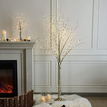 Load image into Gallery viewer, EAMBRITE 2FT Small Gold Twig Tree with Lights Pearls & Beads Jewelled Tree Decorations Light up Tree Powered by Battery for Christmas Party Home Decor