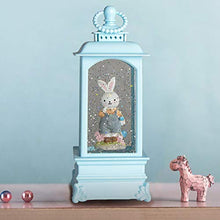 Load image into Gallery viewer, PEIDUO Lighted Easter Lantern Snow Globe Music Boxes Animated , Easter Bunny Lamp Lantern for Home Decoration, Holidays Home Decor, Tabletop Decorative and Gift,3 AA Battery or USB