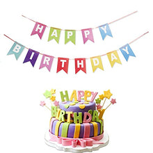 Load image into Gallery viewer, EAMBRITE Rainbow Happy Birthday Banner, 12.9FT Lovely Birthday Decor, Colorful Bunting Banner for Home Fireplace Garland Birthday Party Decorations
