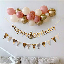 Load image into Gallery viewer, EAMBRITE Rose Gold Happy Birthday Banners Birthday Buntings with 16ft / 50 LEDs Fairy Lights Birthday Decorations Kit Party Supplies for Birthday Party Décor