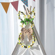 Load image into Gallery viewer, EAMBRITE Easter Bunny Wreath with Linen Bow 25LT Spring Wreath for Front Door Wall Window with Lights Home Decor Battery Operated and Timer (17.5”)