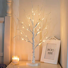 Load image into Gallery viewer, PEIDUO Artificial Tree for Table Decor, Battery Powered Tree Lights with Timer, Lighted Birch Tree with LED Lights for Home, Bedroom, Office, Living Room, Wedding Decor (2FT 24LT Warm White)