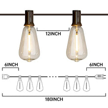 Load image into Gallery viewer, Vanthylit Outdoor String Light 15FT Patio String Lights with LED Filament Bulb Waterproof Lights Retro Vintage Edison Bulbs for Backyard Patio Bistro Party Garden Connectable
