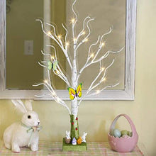 Load image into Gallery viewer, DELICHTER Lichterbaum mit Ostern deko, Birke Baum mit 24 Warmweiß LEDs, Batteriebetrieben, Lichterdekozweige für Frühling Zuhause Party Geburtstag Hochzeit Innendeko Kinder (60 cm/24 LEDs)