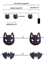 Load image into Gallery viewer, Eambrite Halloween Lights Halloween Fairy Lights Banners Black Cat and Black Bat Battery Operated Halloween Indoor Decorations LEDs String Lights with Timer (5FT, Pack of 2)