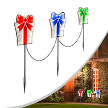 Load image into Gallery viewer, Spring Lights,Vanthylit 3PK 54LT Gift Box Tunnel Pathway Markers Battery Operated Christmas Lawn Stake Lights Spring and Summer Outdoor Decorations