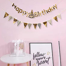 Load image into Gallery viewer, DELICHTER Rosa Gold Happy Birthday Girlande und LED Lichtkette mit Battriebetrieben Geburtstag Deko für Mädchen und Jungen